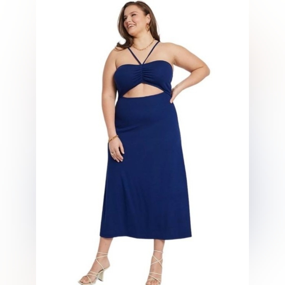 Eloquii Blue Ribbed Dress